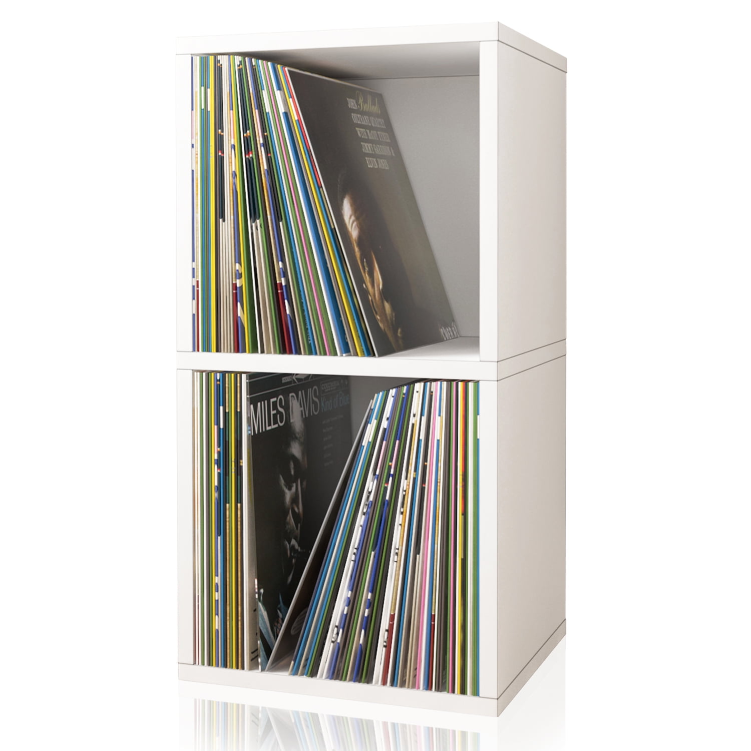 Black 2-Shelf Vinyl Record Storage Cube and LP Record Album Storage Shelf