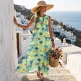 thumbnail image 5 of Xixirimido Palm Trees Sunset Green Print Women Maxi Dresses Casual Summer Dresses Tank Long Flowy Sleeveless Sundresses with Pockets Beach Vacation Outfits, Large, 5 of 7