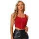 thumbnail image 1 of Camiseta corta sin mangas con cuello cuadrado y dobladillo asimétrico con cremallera frontal para mujer rojo XS, 1 of 5