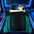 thumbnail image 3 of meiyoeat Modern Teal Striped Duvet Cover Set, Luxury Dark Gradient Bedding Full for Boys, Teal, Black Reversible 3-Piece, 1 Duvet Cover and 2 Pillowcases, 3 of 7