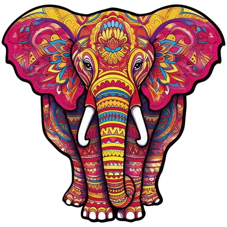 KAAYEE Wooden Jigsaw Puzzles for Adults,A3 Vivid Elephant Unique Shapes Wooden Puzzle for Family Games,Kids,Adults,S,100pcs,11" x 10.5"