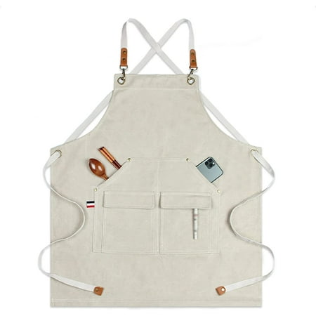 

QWZNDZG Chefs Apron Professional Adjustable Denim Apron home kitchen work Apron with Pockets
