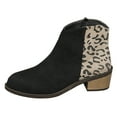 thumbnail image 6 of Leopard Dress Boots for Women Ladies Fashion Suede Pointed Toe Low Heel Winter Fall Zipper Short Ankle Booties, 6 of 7