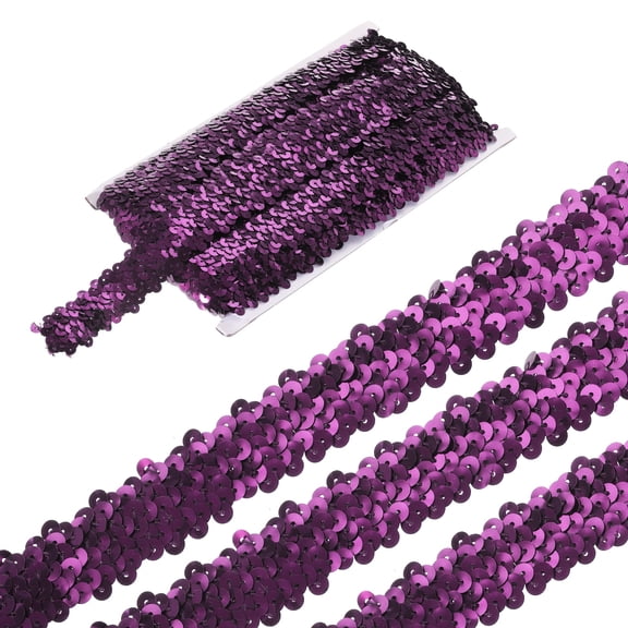 Uxcell 5 Yards 1.2 Inch Elastic Sequins Trim 3 Row Flat Sequin Strip Paillette Fabric Ribbon for Crafts DIY Fringe Sewing Costume Dress, Wine Red