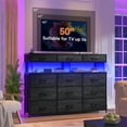 thumbnail image 6 of Dresser for Bedroom with 12 Fabric Drawers,Dresser with LED Lights and Charging Station,Chest of Drawer for Entryway,Living Room,Closet,White, 6 of 8