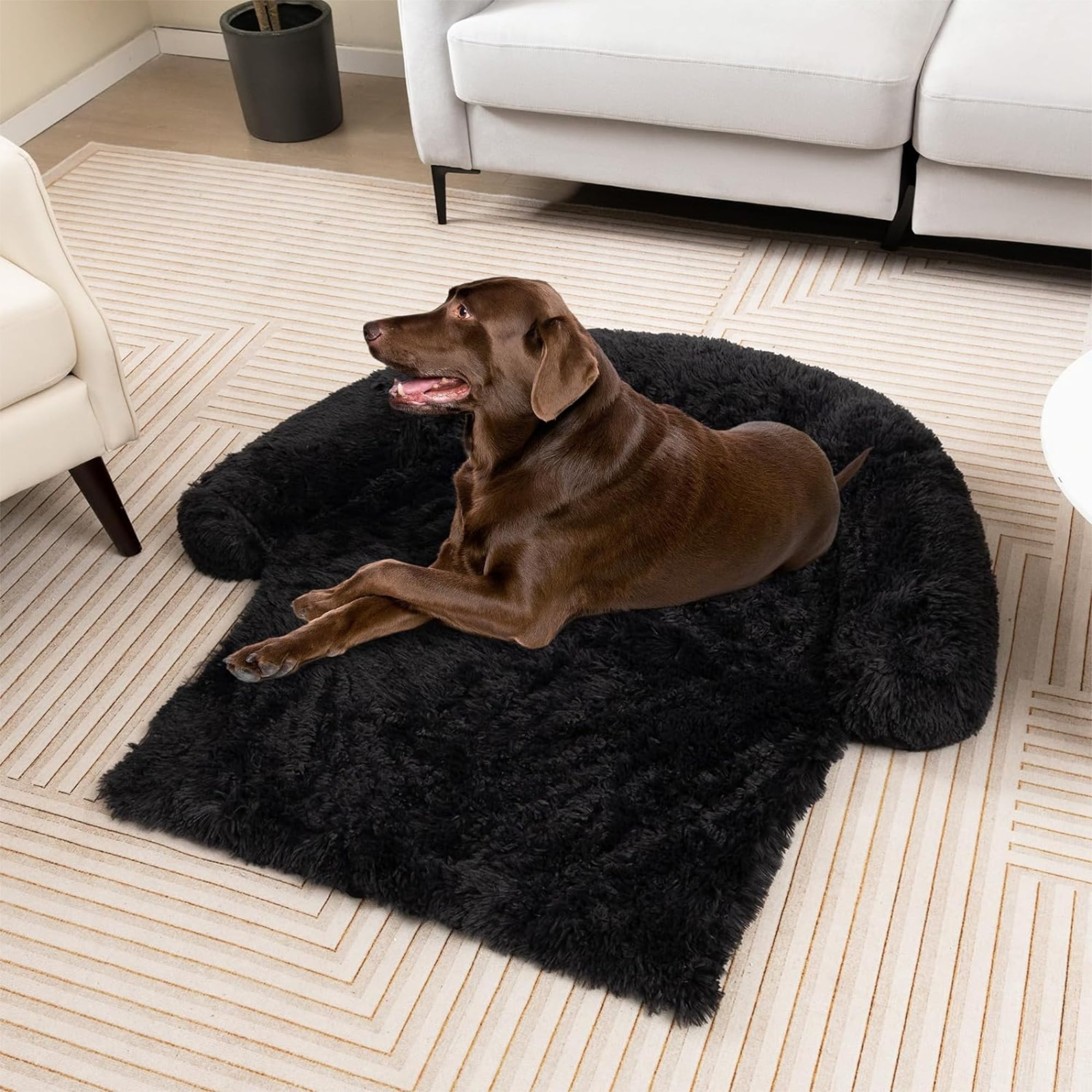 Kadyn 40" Dog Bed for Couch, Calming Dog Beds for Large Dogs, Fluffy Plush Bed for Pets, Anti Anxiety Dog Bed with Removable Cover, Black-S
