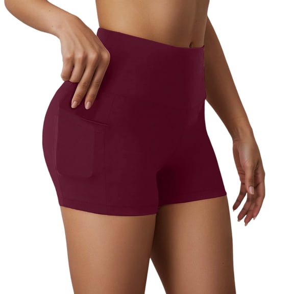 Kcolen Womens Biker Shorts,Biker Shorts Women Solid Color Smooth Fabric High Waist Slim Fit No See Through Yoga Shorts