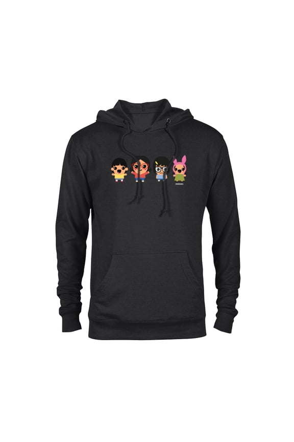 Bobs Burgers Chibi Kawaii Linda Gene Tina and Louise - Pullover Hoodie for Adults - Customized-Black