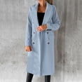 thumbnail image 2 of Woman Jacket Spring Fall Wool Coat Blouse Thin Trench Long Jacket Ladies Slim Long Belt Overcoat Outwear Blue XXL, 2 of 6