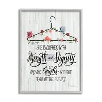 Stupell Industries Clothed With Strength Dignity Chic Motivational Laundry Phrase, 16 x 20,Design by Kristen Brockmon