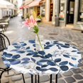 thumbnail image 6 of Blue Eucalyptus Leaves Round Tablecloth for 55-60 Inch Tables, Fitted Table Cover with Elastic Edge, Spring Botanical Foliage Waterproof Outdoor Table Cloth Protector for Patio Garden Dinner Picnic, 6 of 9