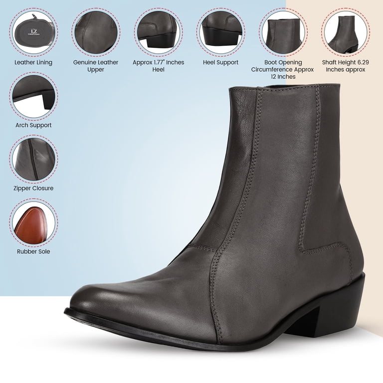 LIBERTYZENO Mens Genuine Leather Ankle Boots Side Zipper  display picture 2