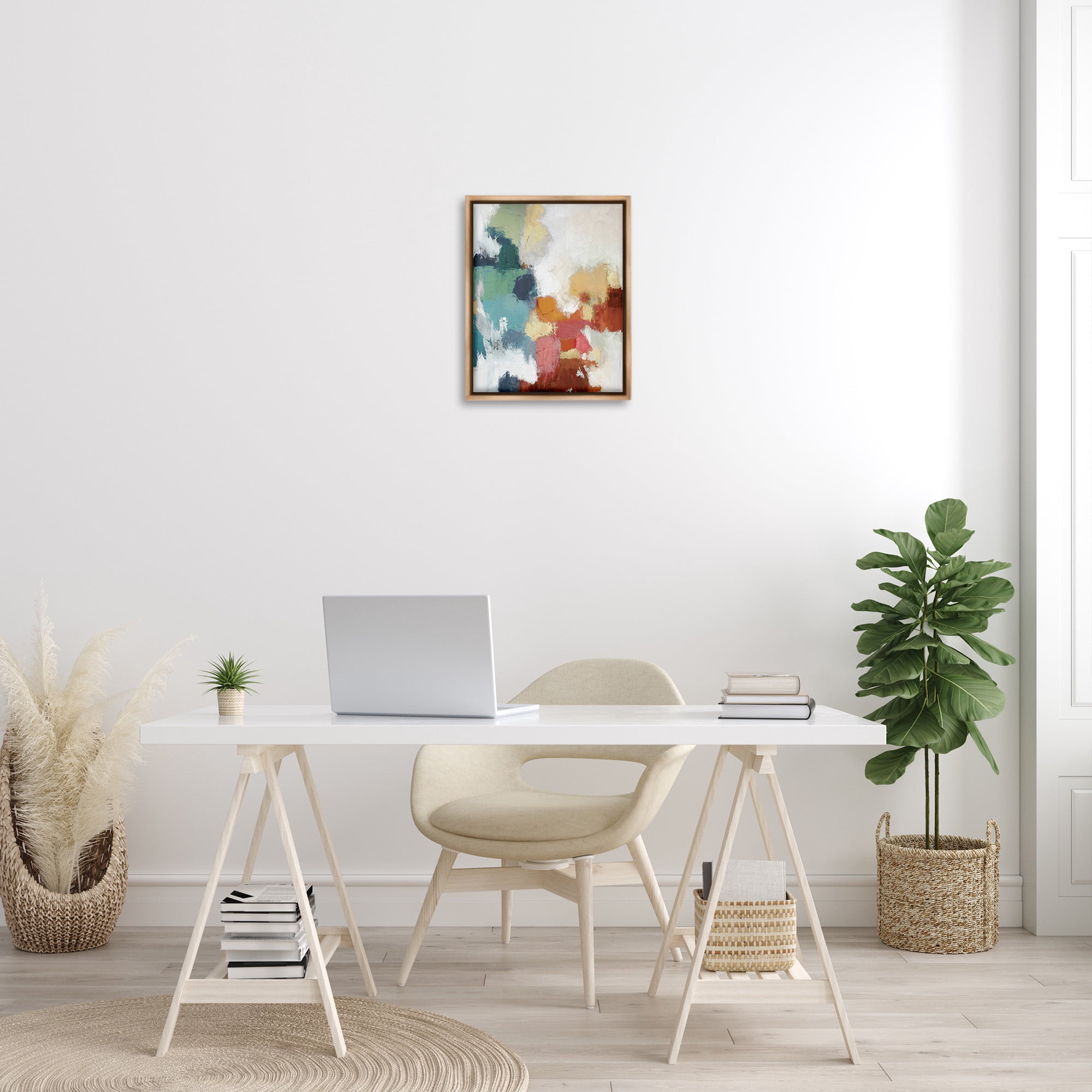 Stupell Industries Dynamic Abstract Hues Abstract Painting Brown Floater Framed Canvas Art Print Wall Art, 17 x 21