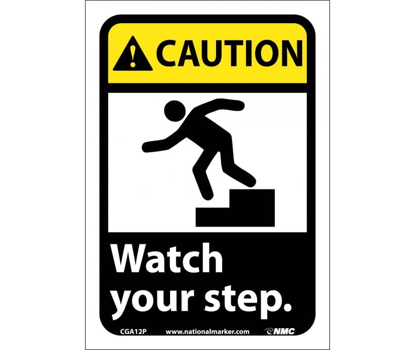 190mm x 60mm Mind the Step Sign Self Adhesive Sticker Workplace PACK OF 2 