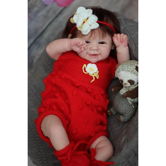 iCradle Lovely Reborn Baby Dolls Girl 19 inches Lifelike Newborn Baby Dolls Rooted Hair Cloth Body Doll Girl Best Gift for Kids Age 3 