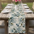 thumbnail image 4 of Spring Flowers Table Runner - 120 Inch Long Watercolor Floral Leaves Botanical Beige Cotton and Linen Blended Dress Scarves Farmhouse Table Runner for Kitchen Dining, Coffee Table, 13" x 120", 4 of 8