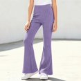 thumbnail image 6 of Mooqilaa Girls Flare Leggings Size 9-10 Years, Ribbed Knit Stretchy Casual High Waist Flare Pants Purple, 6 of 7