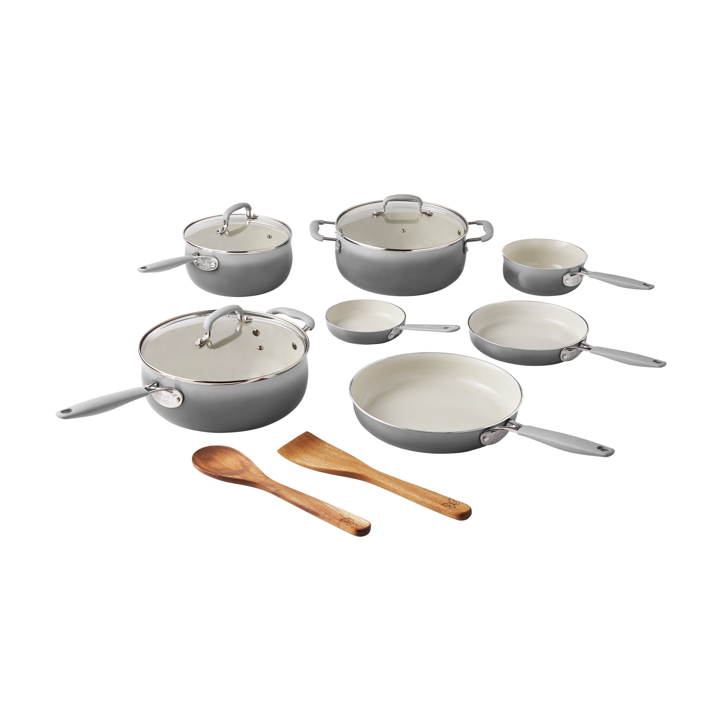 Classic Belly 10 Pc Ceramic Non Stick Kitchen Cast Iron Cookware Skillet Pan Set 