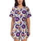 thumbnail image 1 of Balery record rock Skull star Conjunto de Pijama para Mujer con Estampado, Dos Piezas de Manga Corta y Shorts, Ropa de Dormir Suave con Cuello Redondo y Bolsillos-X-Large, 1 of 6