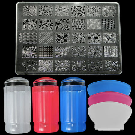 DANCINGNAIL Nail Art Stamping Stamper Kit With Image Plate Scraper Manicure Tool (Best Nail Stamping Plates)