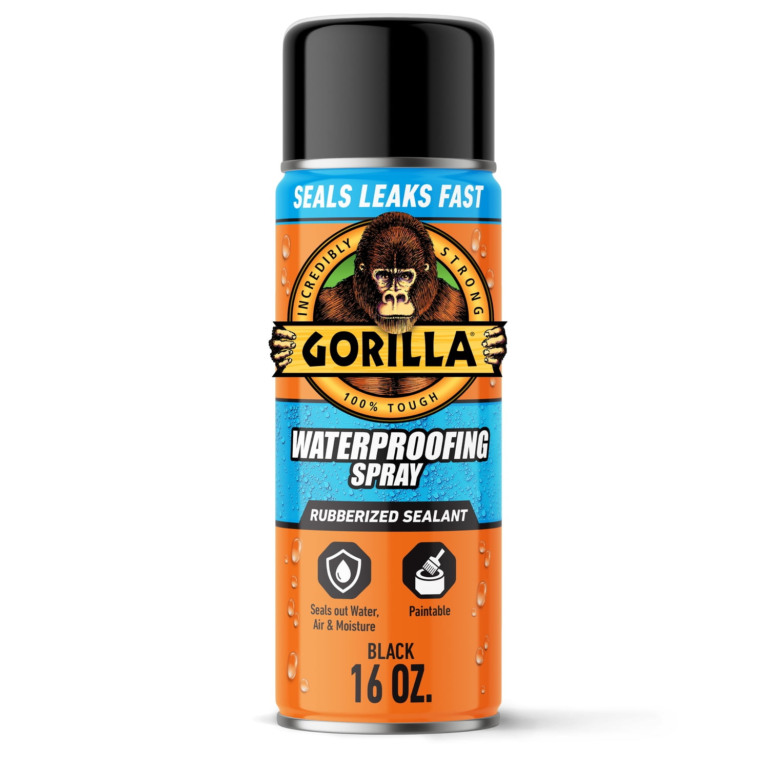 (3 pack) Gorilla Waterproof Patch & Seal Rubberized Sealant Spray, Black, 16 Ounce