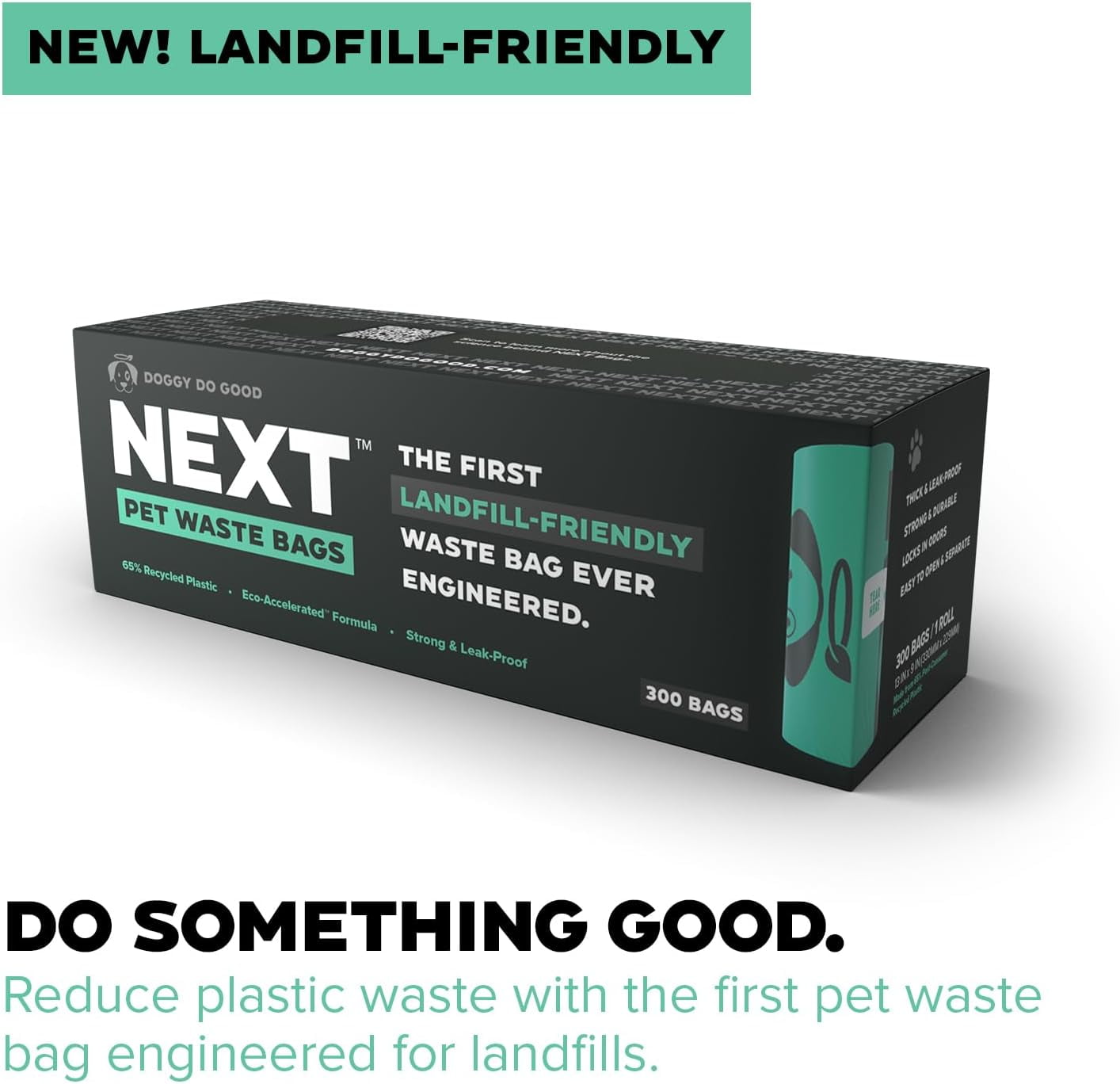 Next Pet Waste Bags, Landfill Friendly Recycled Plastic Unscented Dog Poop Bags for Dogs, Thick & Leakproof, Strong, Earth Friendly Poop Bags, 300 Count