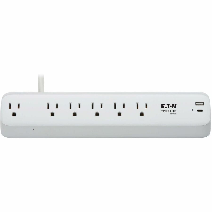 Eaton Tripp Lite Series Protect It! 6-Outlet Surge Protector with USB-A and USB-C Charging Ports, 5-15R Outlets, 900 Joules, Desk Clamp, 6 ft. (1.8 m) Cord, White