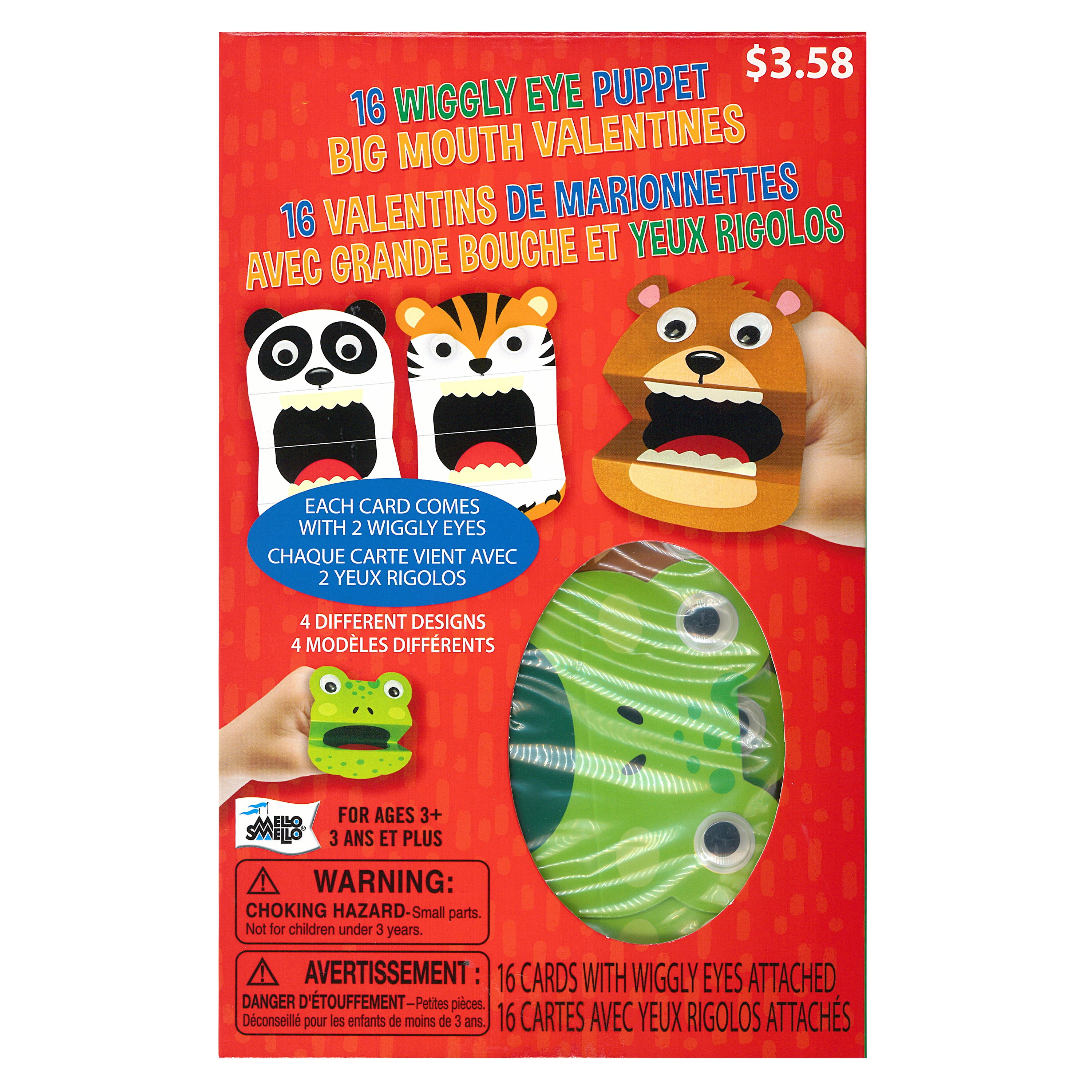 16 Valentins de marionnettes à grande bouche et aux yeux rigolos