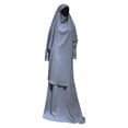 thumbnail image 4 of Baqcunre Sweatpants Women Women'S Muslim Robe Abaya Arab Kaftan Robe Hooded Two-Piece Muslim Robe Soft Top Skirt Set Lounge Sets For Women Womens Pants Grey One Size, 4 of 5
