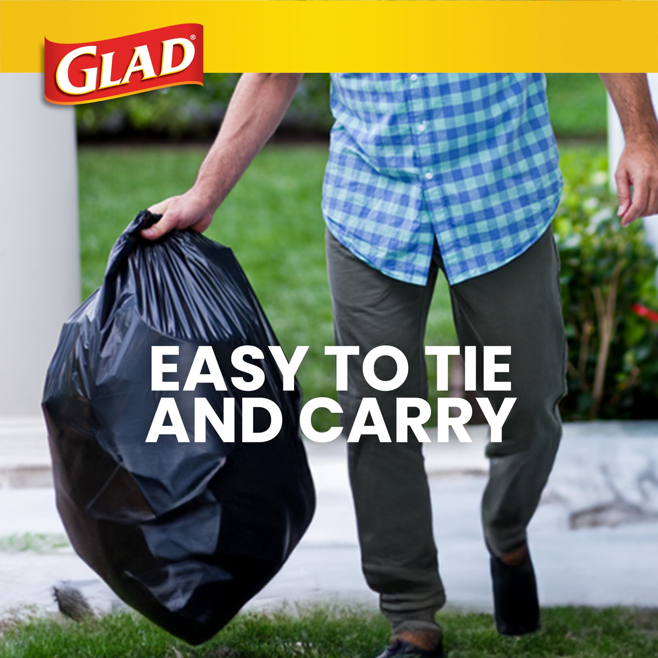 Glad 30-Gallon Quick Tie Extra Strong Heavy Duty Large Trash Bags, 40 Bags