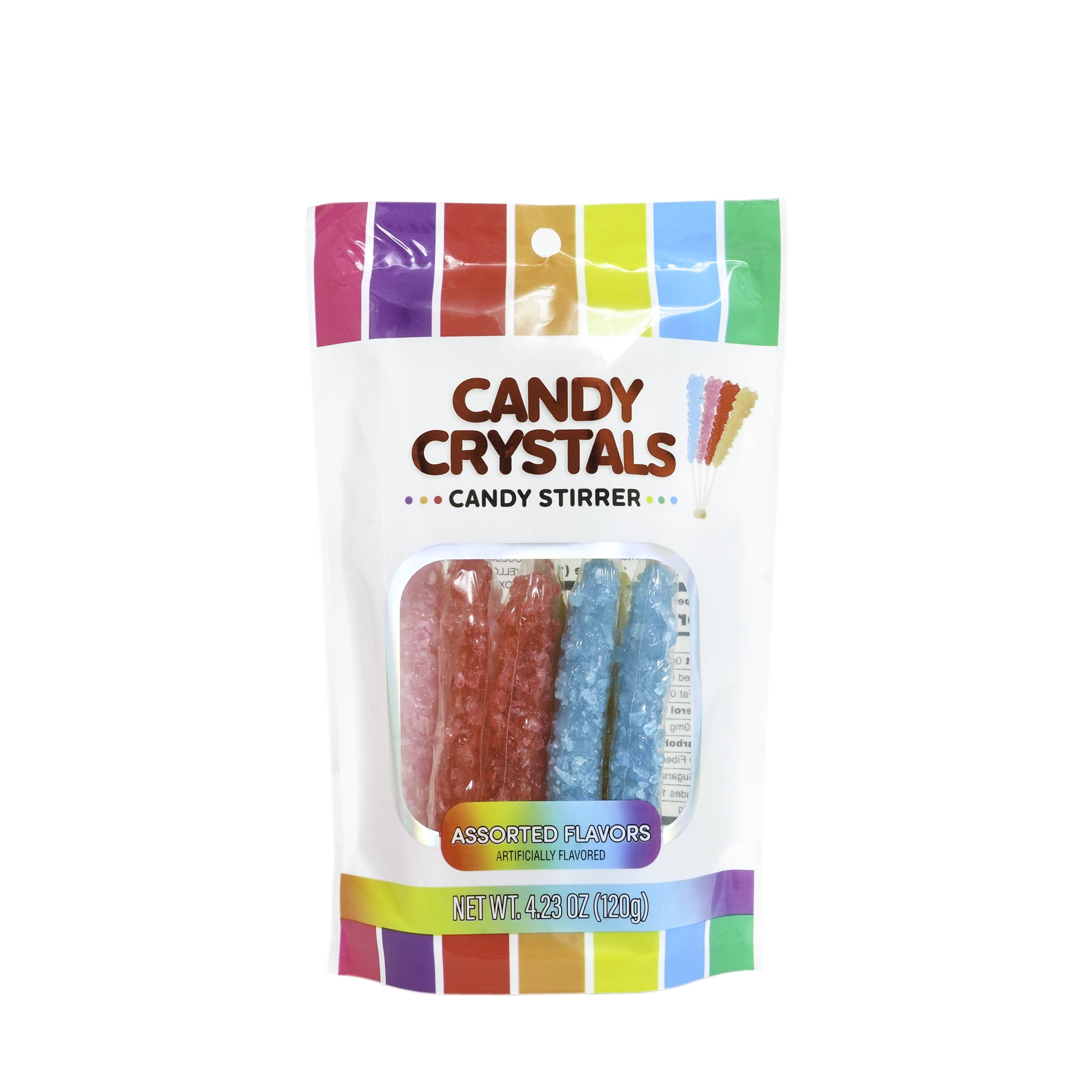 Hilco Candy Crystals Assorted Flavors Rainbow Candy Stirrers, 4.23 oz, 8 Pack