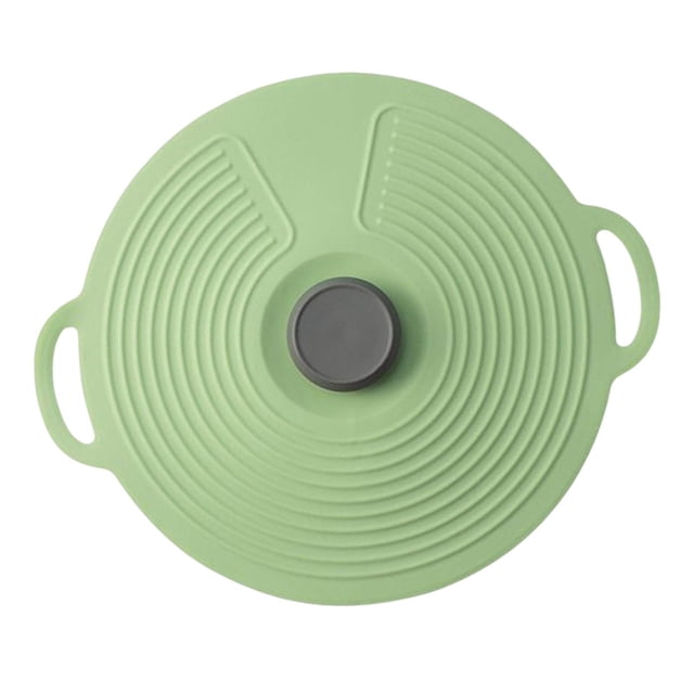 Tapa de silicona resistente al calor con ventosa y asa, tapa de silicona autosellante para ollas. Verde 31.5cm