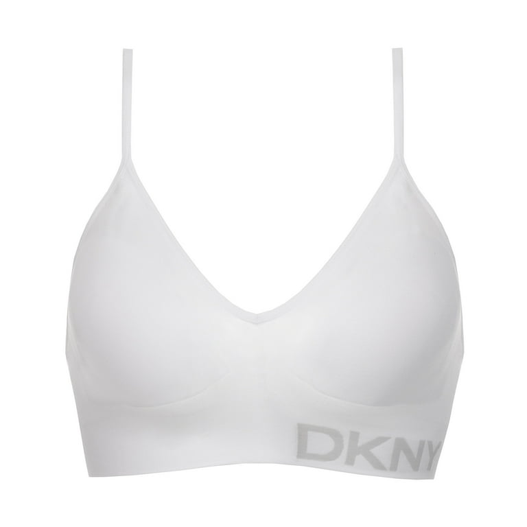 DKNY Women's Bra Sz L Reg Seamless Bralette 2-Pack White Pink