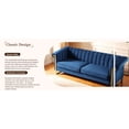 thumbnail image 6 of Newest Mid-Century Blue Velvet Sofa 3-Seater - Chesterfield Channel Tufted Design with Gold Metal Legs, Living Room Centerpiece, 6 of 13