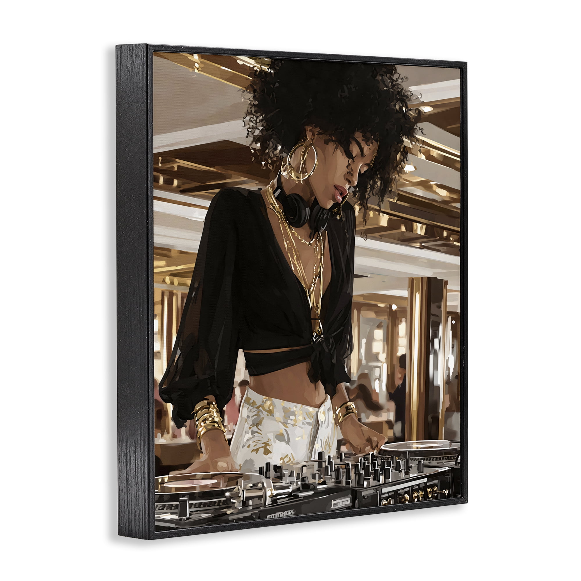 Stupell Industries Woman Of Music Live DJ Black Framed Giclee Art, design by Franklyn Gregory
