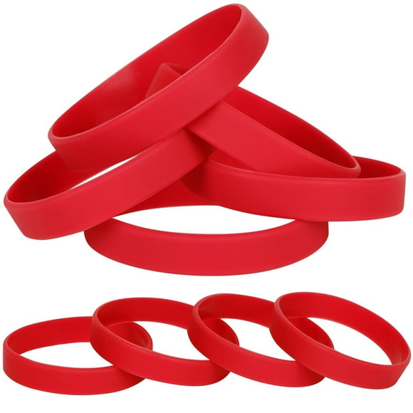 LVNRIDS 25 pcs Red Silicone Elastic Wristbands Bracelet Blank Rubber Wrist bands Bracelets for Men Women Party Activity