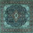 thumbnail image 1 of Ahgly Company Indoor Square Medallion Light Blue Traditional Area Rugs, 4' Square, 1 of 4