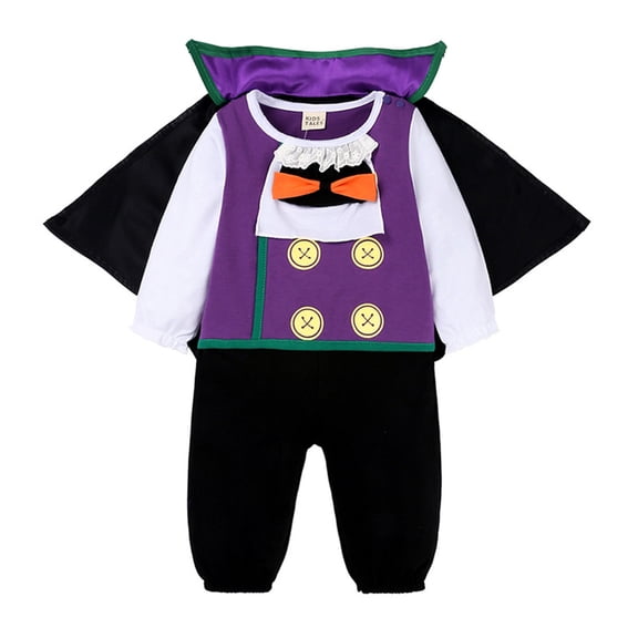 Likimi Baby Boys Halloween Jumpsuits Crew Neck Hallowmas Graphic Print Long Sleeve Romper For Baby Performance Casual Clothes Purple Size 3-6 Months
