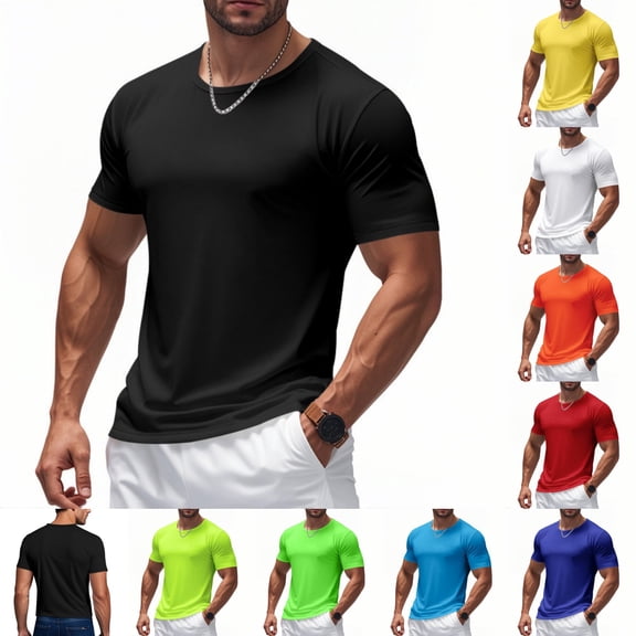 Mesh Workout Shirts for Men Casual Quick Dry Athletic Short Sleeve crew neck T-Shirts Lightweight Moisture Wicking Activewear Black L