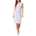thumbnail image 2 of INSPIRE CHIC Women's Sleeveless Tweed Dress 2025 Summer Office Work V Neck Bodycon Pencil Dresses 2XL Light Purple, 2 of 5