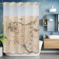 thumbnail image 6 of No Hook Shower Curtain with Snap in Liner, Middle Earth Map on Vintage Waterproof Bath Curtain Double Layers with See Through Top Window, Abstract Mountain Hotel Shower Curtains 72x84in, 6 of 9