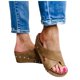 thumbnail image 4 of Bmisegm Women's Solid Color Sandals with Sloping High Heels Sandals Women Summer Khaki 6.5, 4 of 9