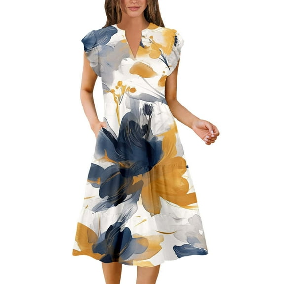 Casual Summer Dresses for Women 2025 Long Skirts for Women Trendy Elegant Women's Casual Dress Featuring V-neck and Lace Design for Summer Outings and Home Wear for Beach and Relaxation