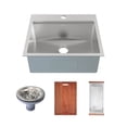 thumbnail image 2 of Ravi Single Basin 25 x 22 Topmount Kitchen Workstation Sink, 2 of 15