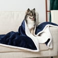 thumbnail image 3 of PetAmi Waterproof Dog Blanket for Small Medium Dog Puppy Cat Throw for Couch Cover Leakproof Protection, Sherpa Fleece, Reversible Soft Washable 29x40 Navy Blue, 3 of 9