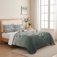 thumbnail image 5 of Quilts Twin XL Size Bedding Set, Plum Flowers Branch Lightweight Quilted Comforter, Cherry Blossom Ombre Green Moon Night Soft Bedspread Coverlet with Pillow Covers for All Season, 68" x 98", 5 of 9