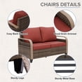 thumbnail image 5 of COOS BAY Outdoor Patio Brown Wicker Rattan Loveseat Sofa with Red Cushions for Backyard, Balcony and Deck, 5 of 9