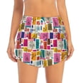 thumbnail image 2 of Rateoe Cute Doodles Printed 2 in 1 Women's Workout Shorts for Athletic Gym Running Shorts with Phone Pockets-Small, 2 of 7