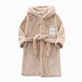 thumbnail image 7 of HFHAPW Boys Girls Robes Kids Toddler Flannel Hooded Bathrobe Pajamas Sleepwear 1T 2T 3T 4T 5T 6T 7T 8T(Khaki,2-3 Y), 7 of 7