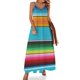 thumbnail image 1 of Vestido sin mangas con fondo de poncho mexicano clásico, atuendo de festival, vestidos casuales para mujer, 1 of 7